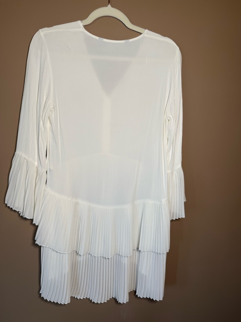 Zara shirt dress high low white Pleated XS - Picture 6 of 12